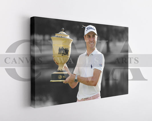 Justin Thomas Black & White Canvas Art Golf Canvas Wall Art
