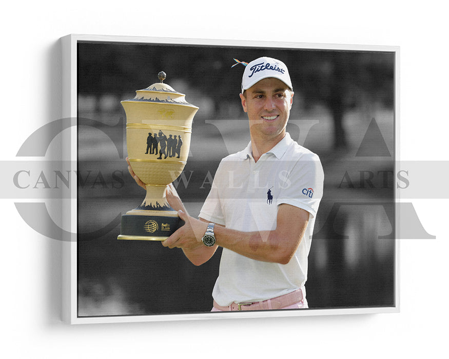 Justin Thomas Black & White Canvas Art Golf Canvas Wall Art