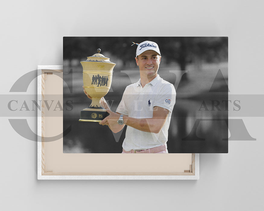 Justin Thomas Black & White Canvas Art Golf Canvas Wall Art