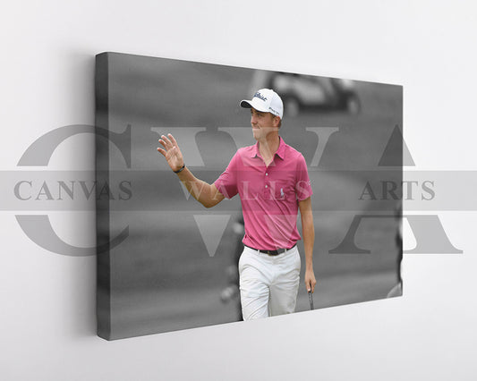 Justin Thomas Black & White Canvas Art Golf Canvas Wall Art