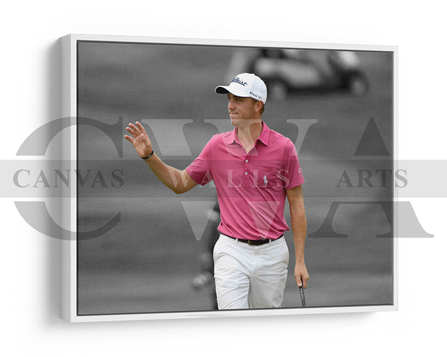 Justin Thomas Black & White Canvas Art Golf Canvas Wall Art