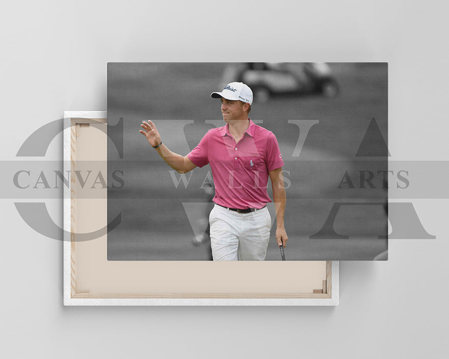 Justin Thomas Black & White Canvas Art Golf Canvas Wall Art