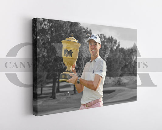 Justin Thomas Black & White Canvas Art Golf Canvas Wall Art