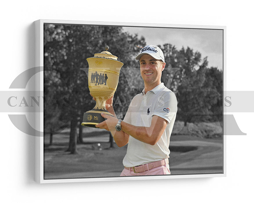 Justin Thomas Black & White Canvas Art Golf Canvas Wall Art