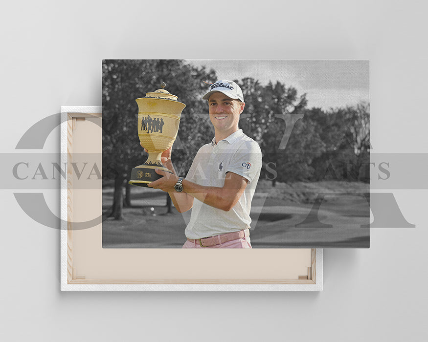 Justin Thomas Black & White Canvas Art Golf Canvas Wall Art