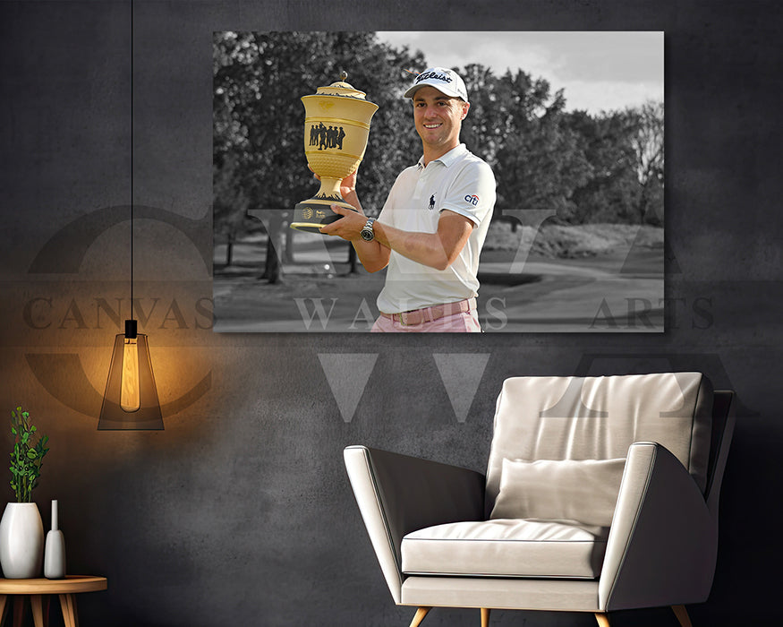 Justin Thomas Black & White Canvas Art Golf Canvas Wall Art