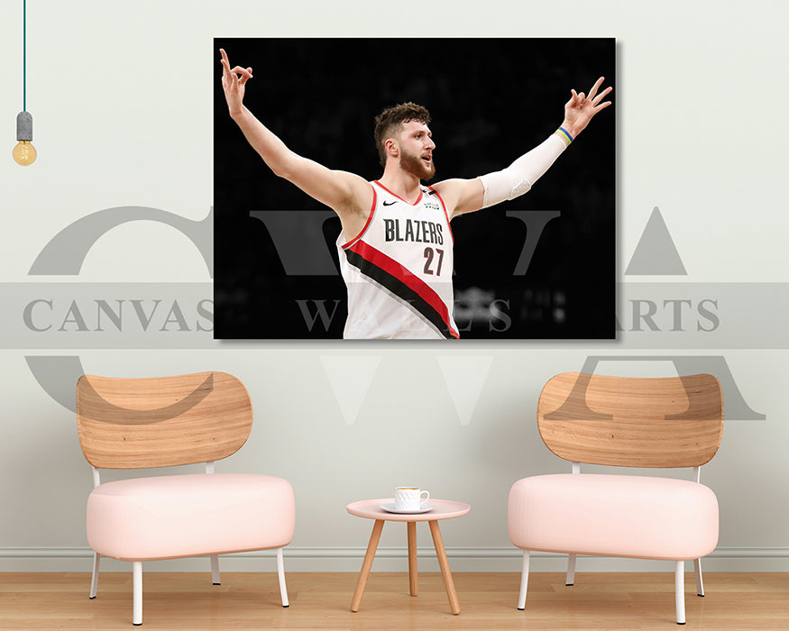 Jusuf Nurkic Black & White Canvas Art Basketball Canvas Wall Art