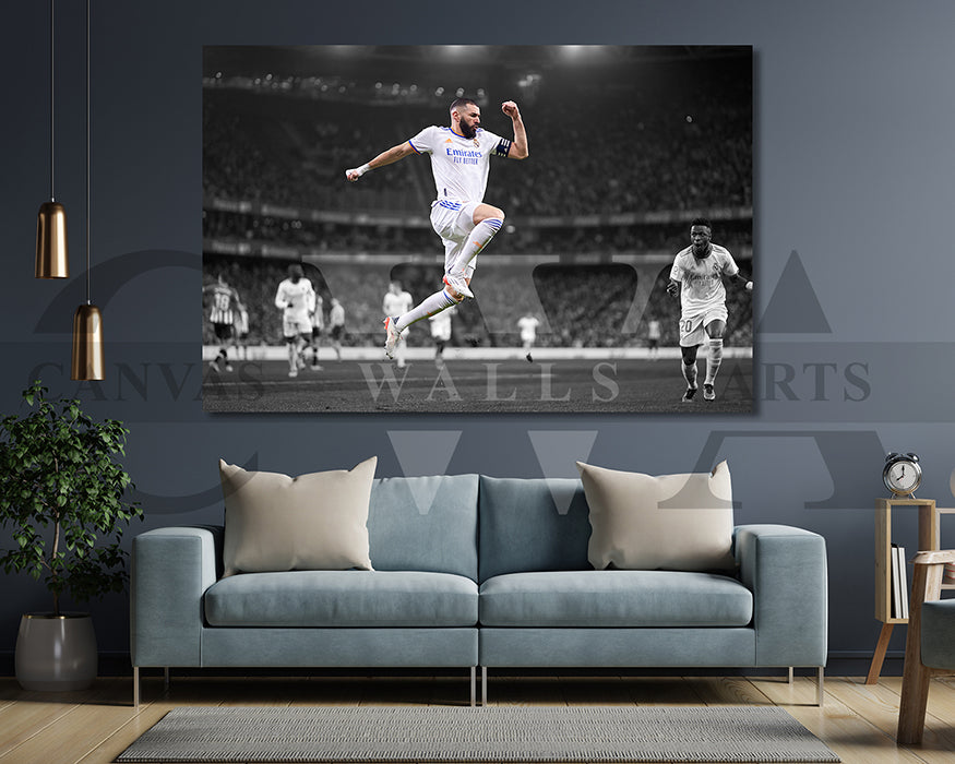 Karim Benzema Black & White Canvas Art Soccer Canvas Wall Art