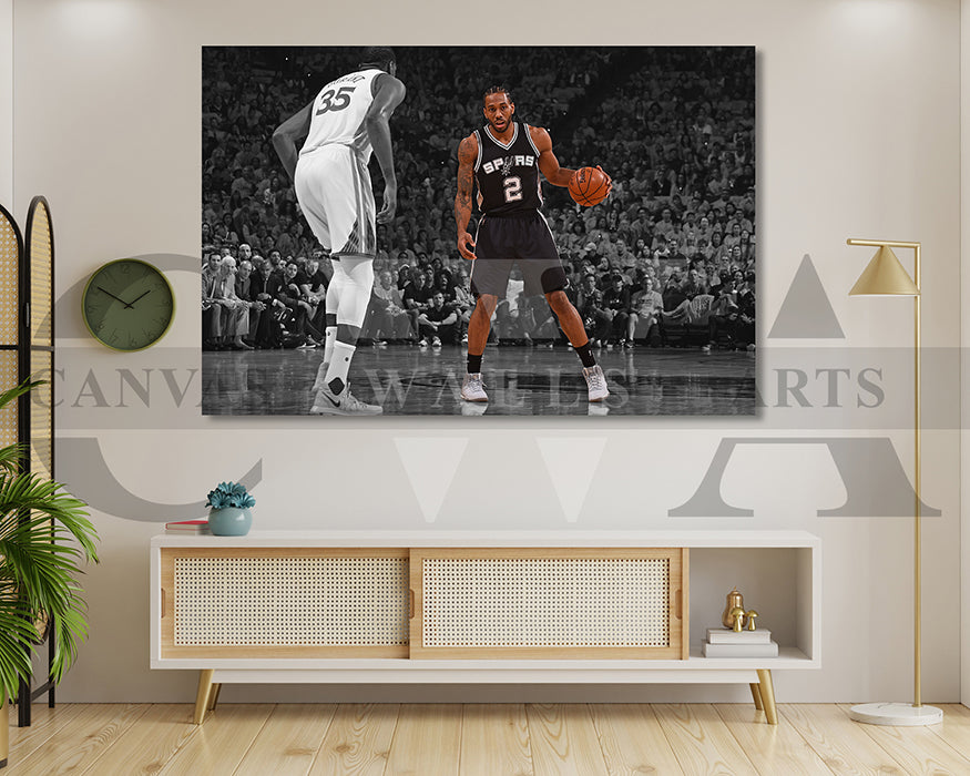 Kawhi Leonard Black & White Canvas Art Basketball Canvas Wall Art