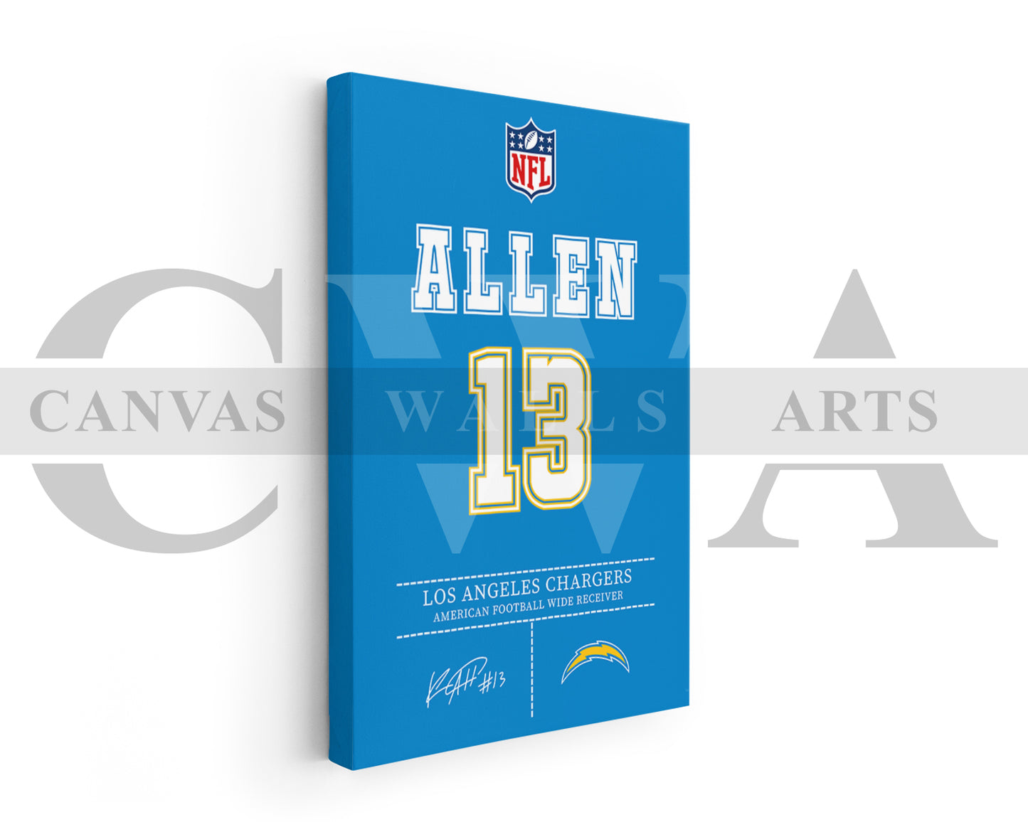 Keenan Allen Jersey Canvas Wall Art NFL Jersey Poster Print Canvas Frame Ready To Hang
