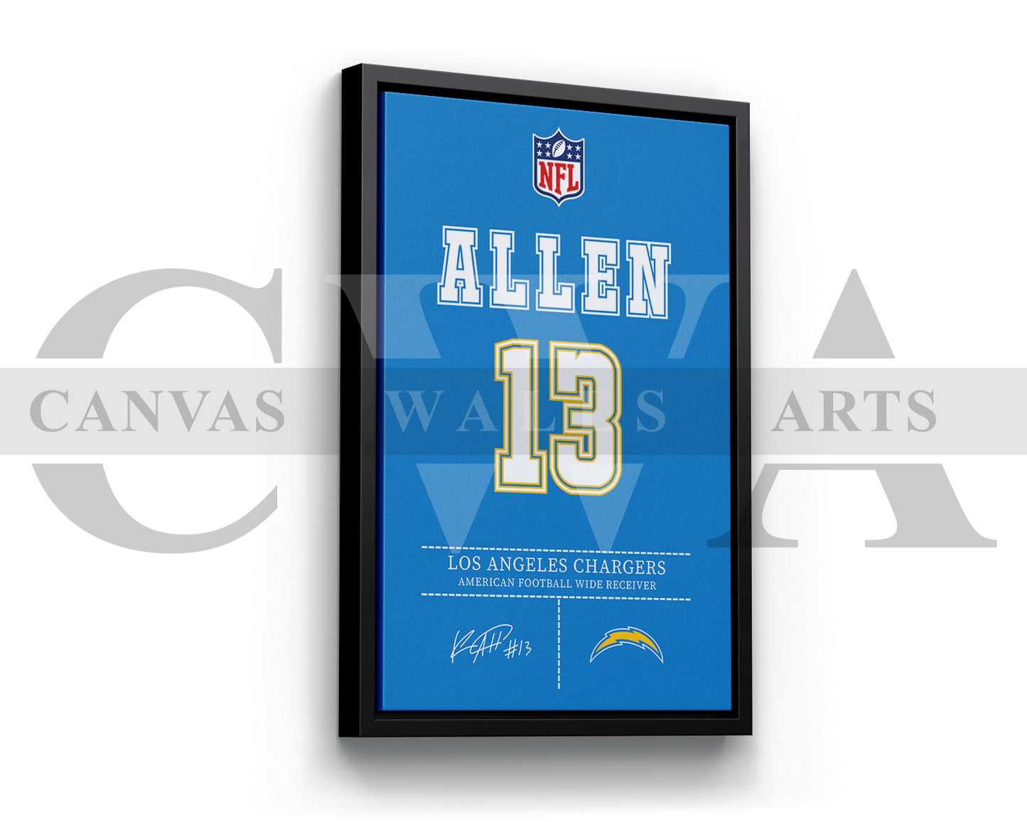 Keenan Allen Jersey Canvas Wall Art NFL Jersey Poster Print Canvas Frame Ready To Hang