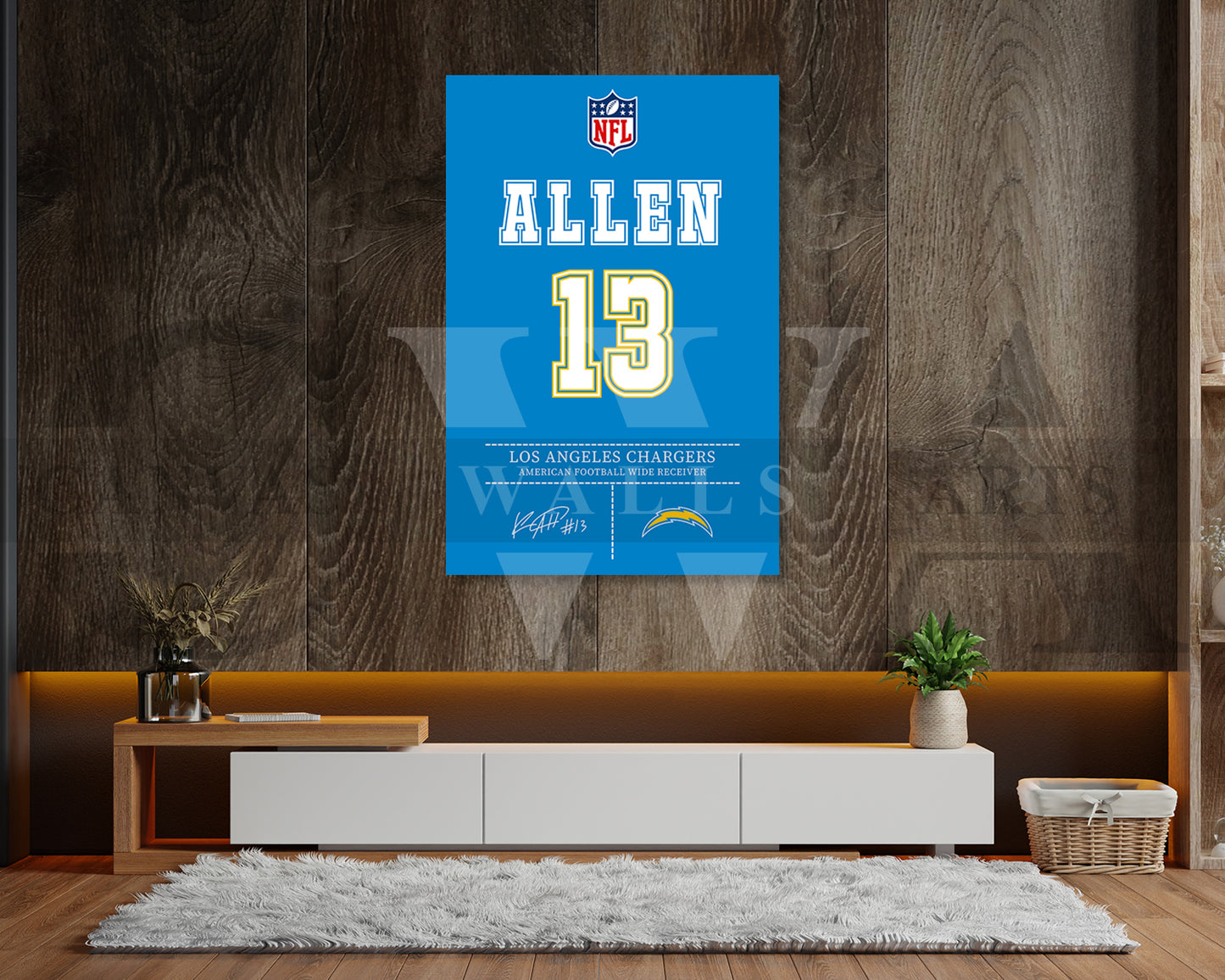 Keenan Allen Jersey Canvas Wall Art NFL Jersey Poster Print Canvas Frame Ready To Hang