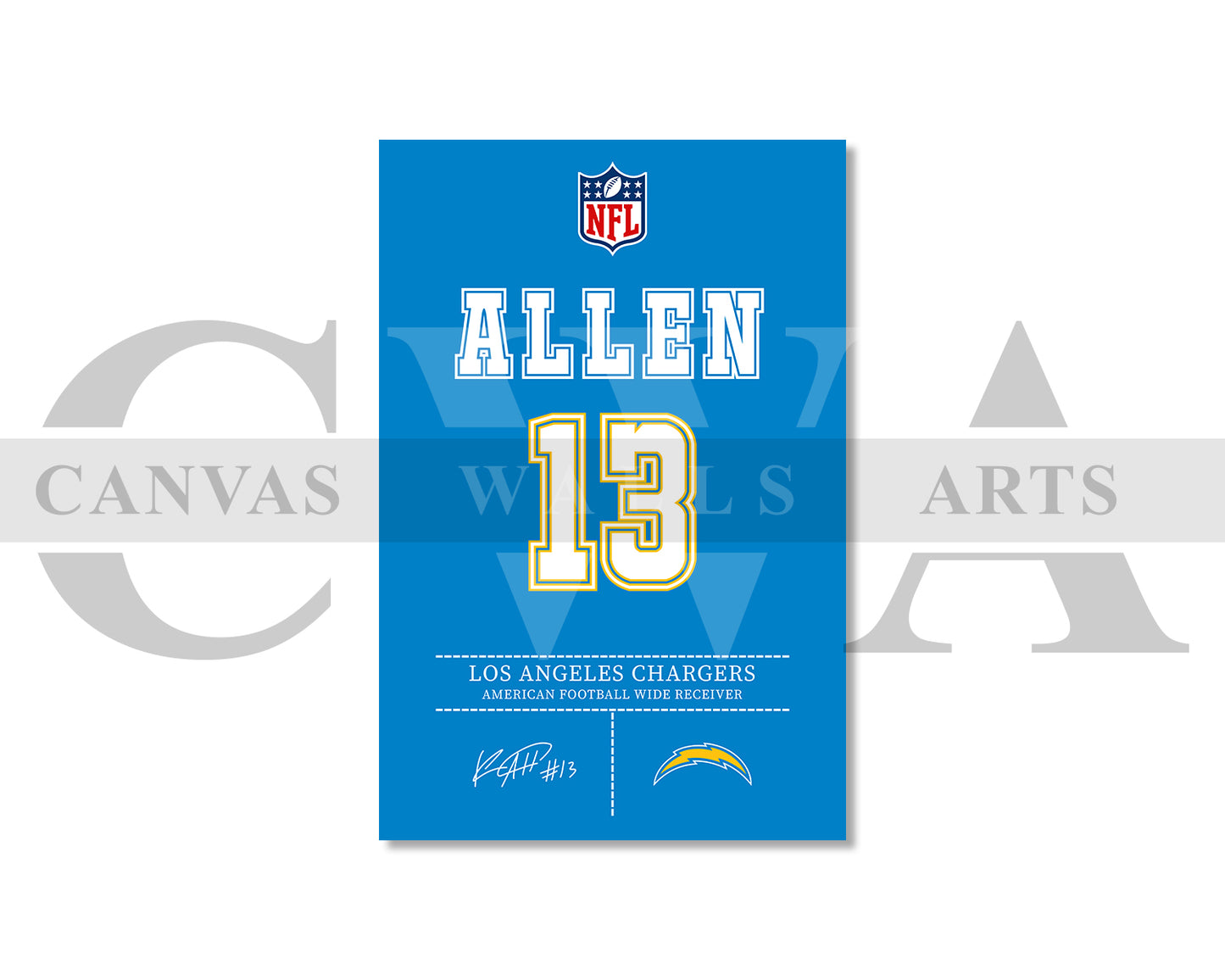 Keenan Allen Jersey Canvas Wall Art NFL Jersey Poster Print Canvas Frame Ready To Hang