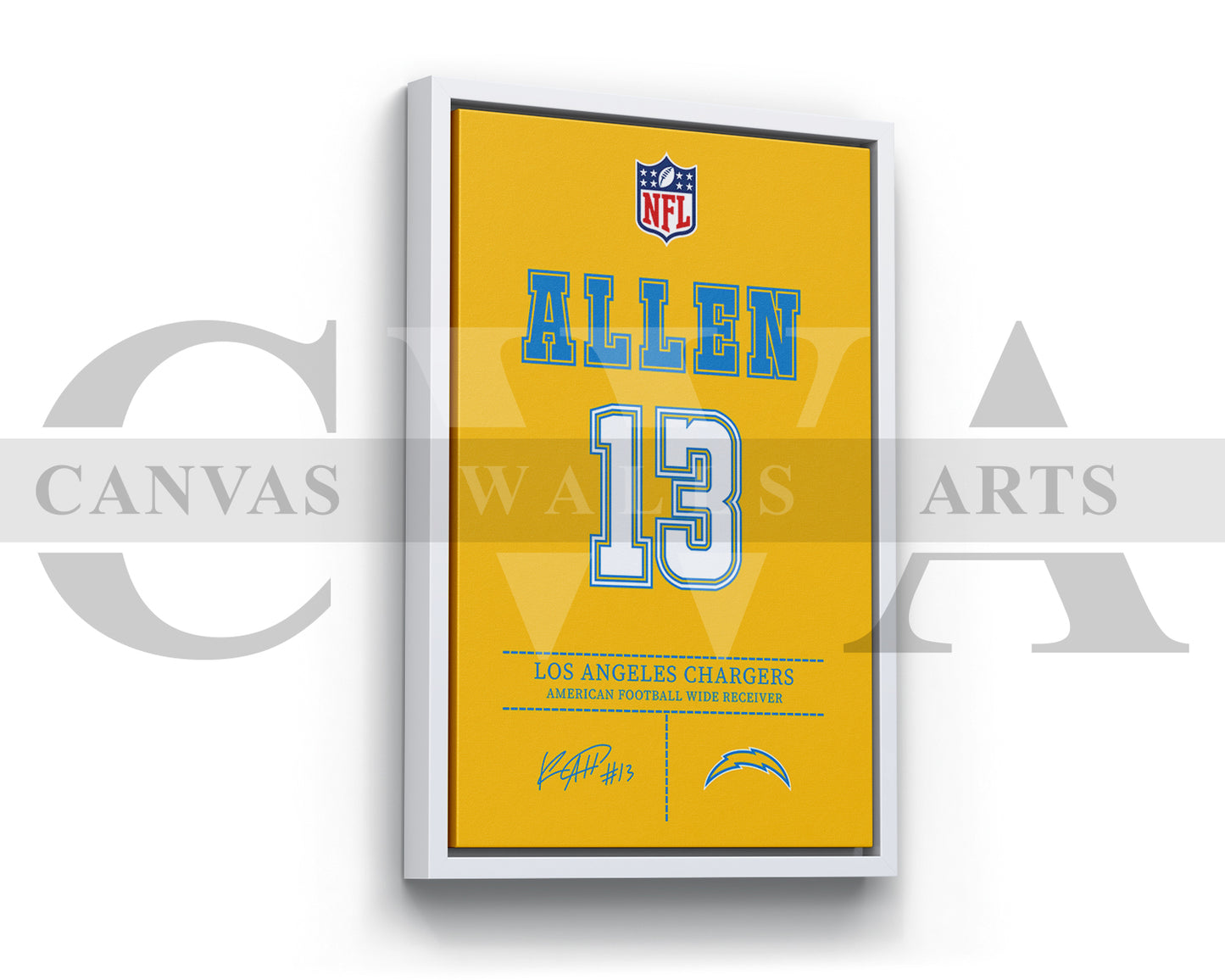Keenan Allen Jersey Canvas Wall Art NFL Jersey Poster Print Sports Canvas Print