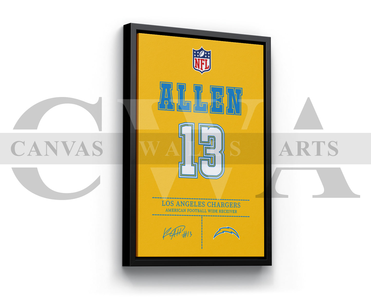 Keenan Allen Jersey Canvas Wall Art NFL Jersey Poster Print Sports Canvas Print