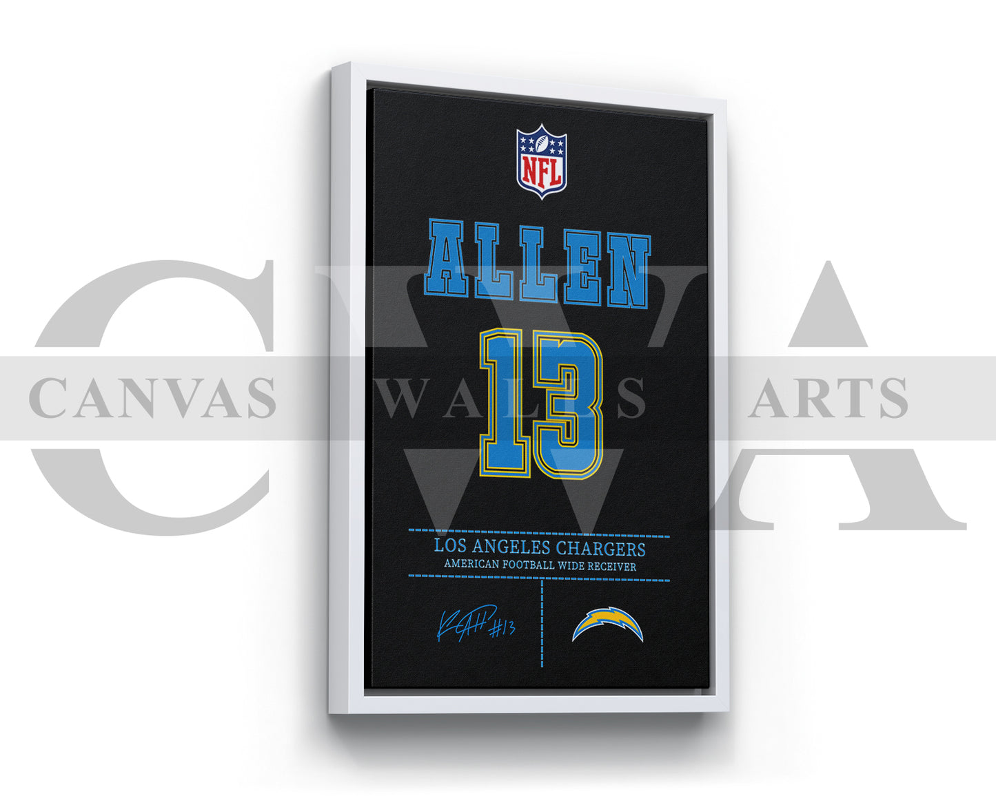 Keenan Allen Jersey Canvas Wall Art NFL Jersey Poster Print American Football Jersey Canvas Print
