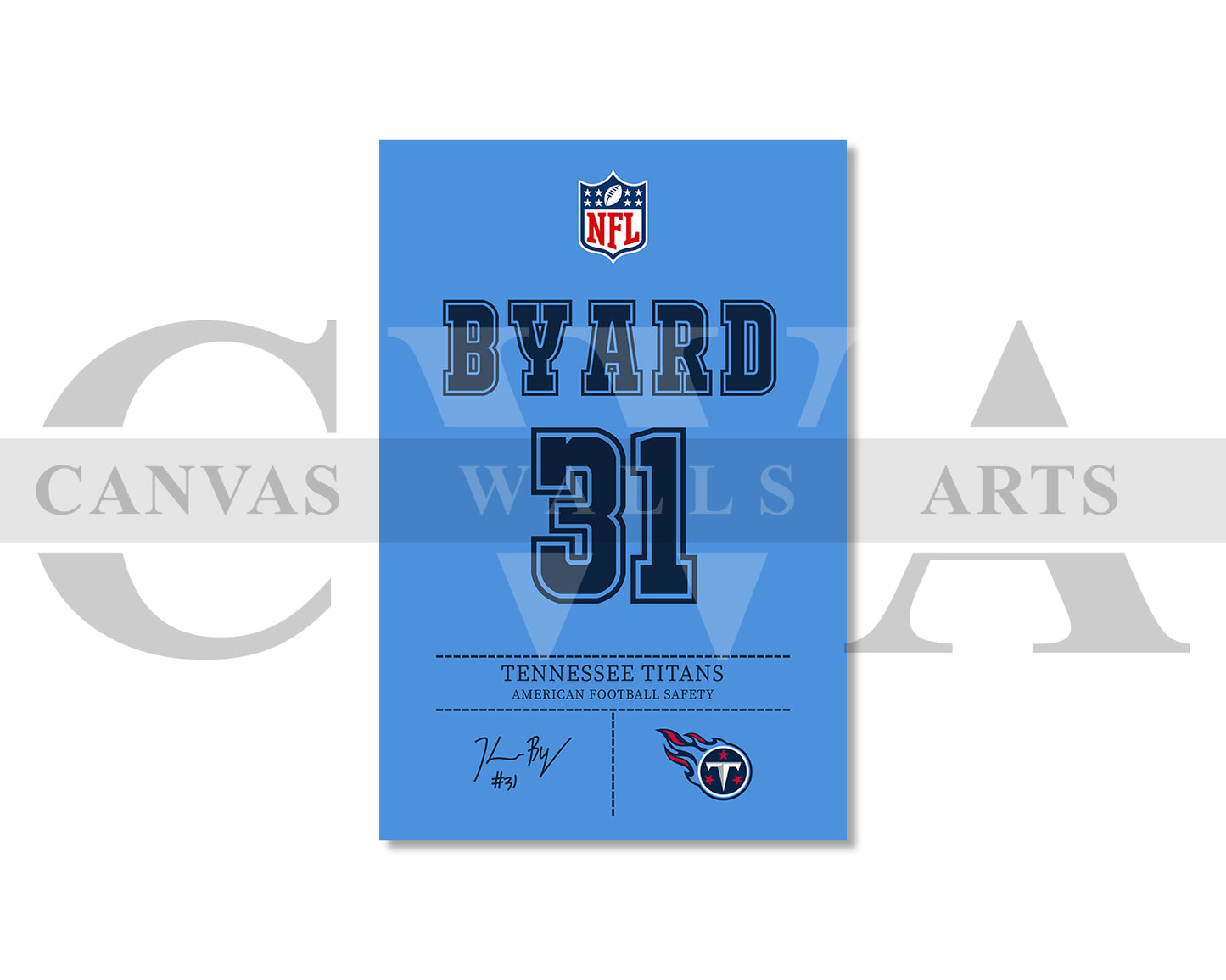 Kevin Byard III Jersey Canvas Wall Art NFL Jersey Poster Print American Football Sports Canvas Print