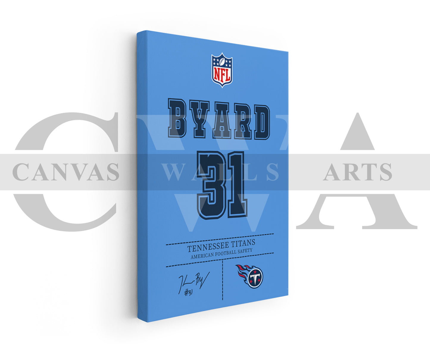 Kevin Byard III Jersey Canvas Wall Art NFL Jersey Poster Print American Football Sports Canvas Print