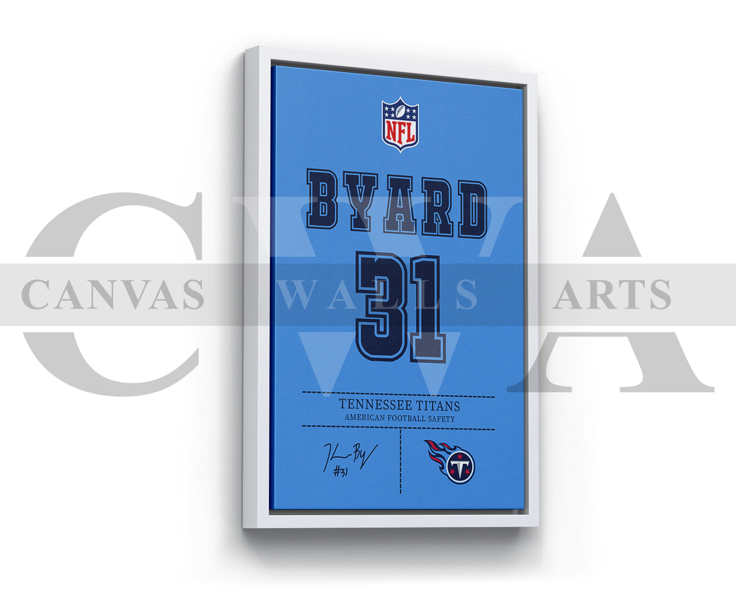Kevin Byard III Jersey Canvas Wall Art NFL Jersey Poster Print American Football Sports Canvas Print
