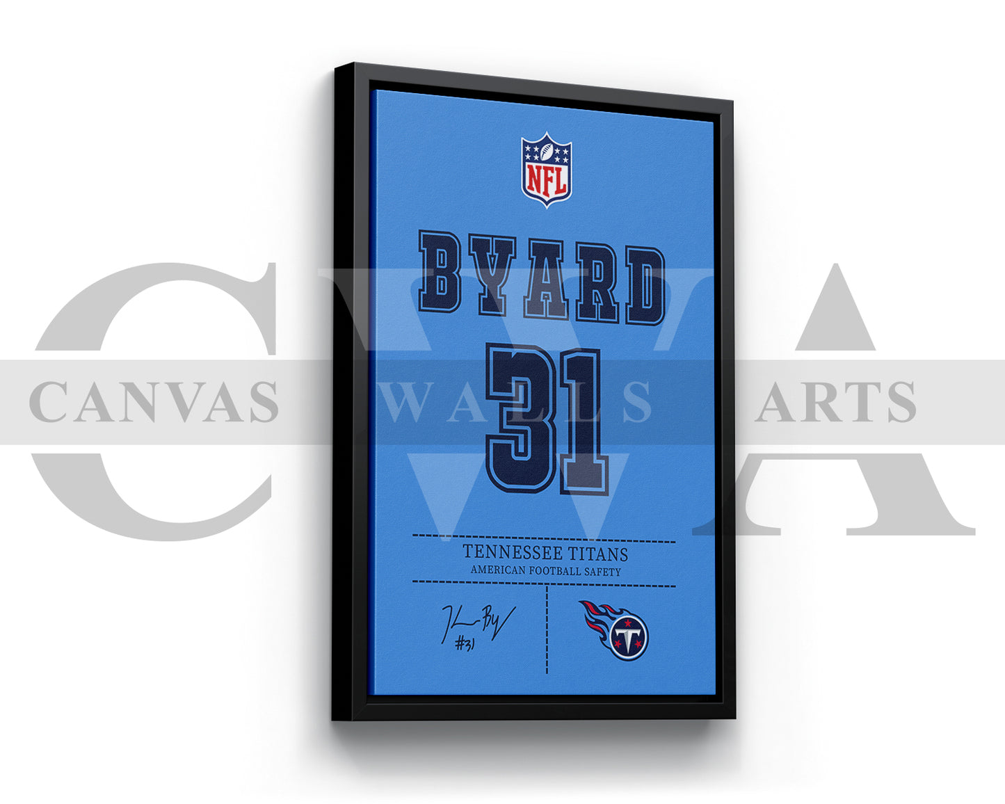 Kevin Byard III Jersey Canvas Wall Art NFL Jersey Poster Print American Football Sports Canvas Print