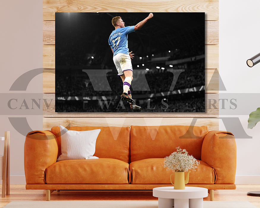 Kevin De Bruyne Black & White Canvas Art Soccer Canvas Wall Art