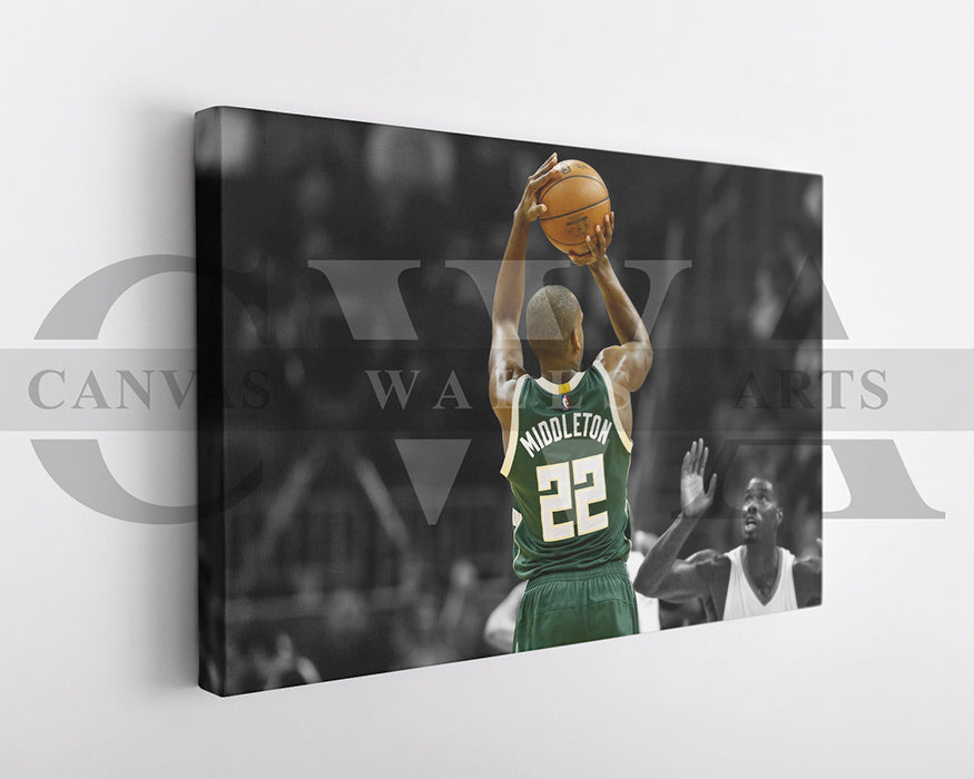 Khris Middleton Black & White Canvas Art Basketball Canvas Wall Art
