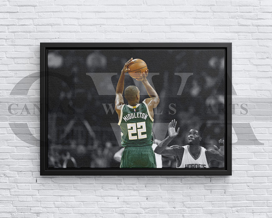 Khris Middleton Black & White Canvas Art Basketball Canvas Wall Art