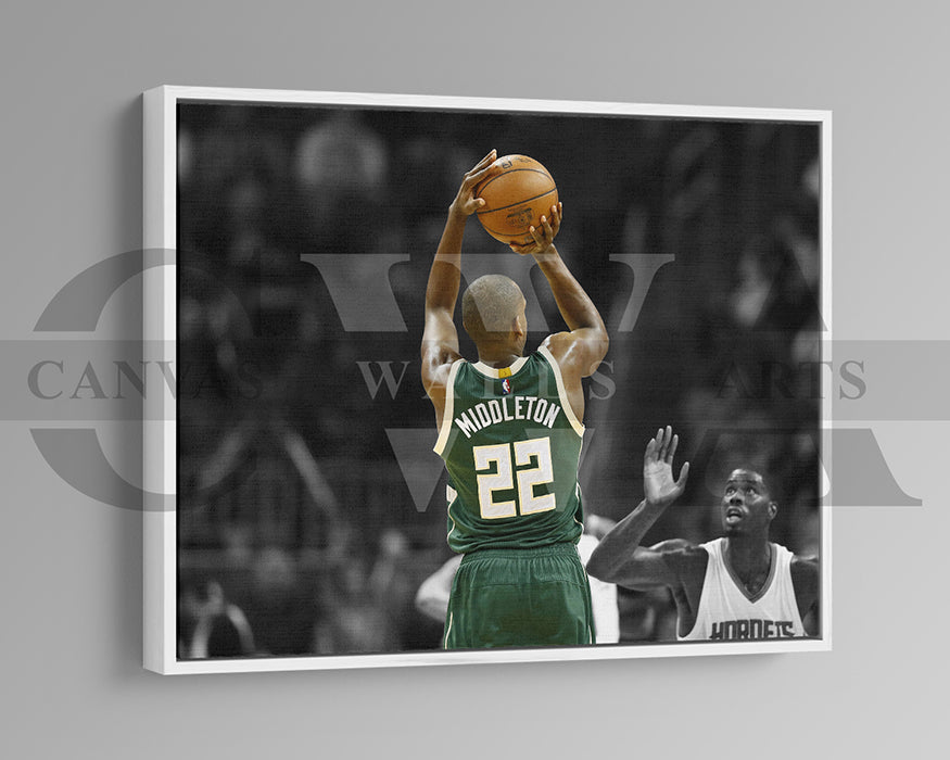 Khris Middleton Black & White Canvas Art Basketball Canvas Wall Art