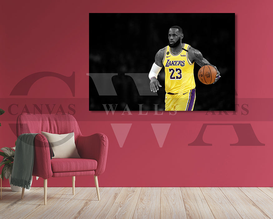 LeBron James Black & White Canvas Art Basketball Canvas Wall Art