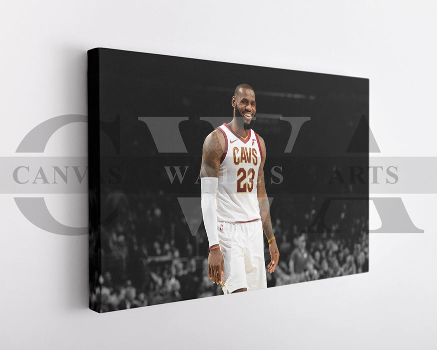 LeBron James Black & White Canvas Art Basketball Canvas Wall Art