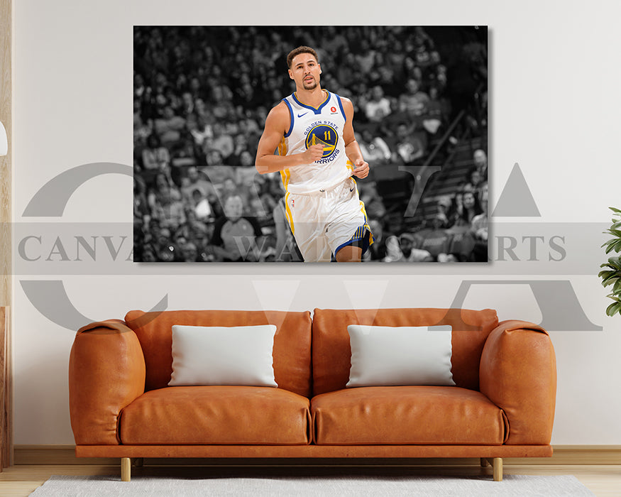 Klay Thompson Black & White Canvas Art Basketball Canvas Wall Art