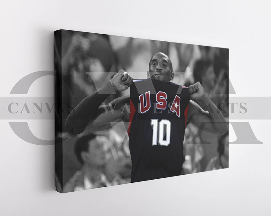 Kobe Bryant Black & White Canvas Art Basketball Canvas Wall Art
