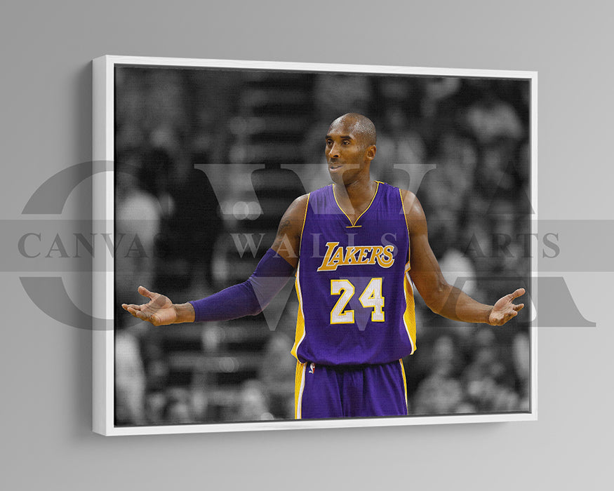 Kobe Bryant Black & White Canvas Art Basketball Canvas Wall Art
