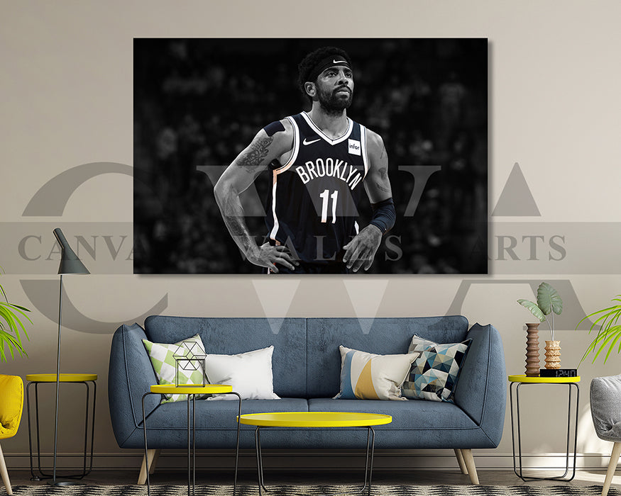 Kyrie Irving Black & White Canvas Art Basketball Canvas Wall Art