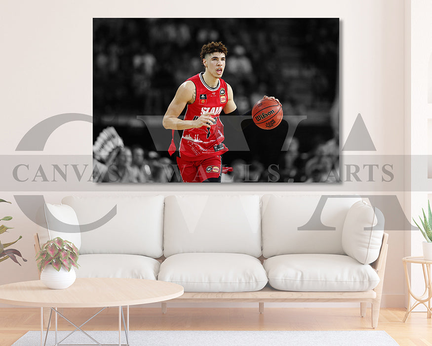 LaMelo Ball Black & White Canvas Art Basketball Canvas Wall Art