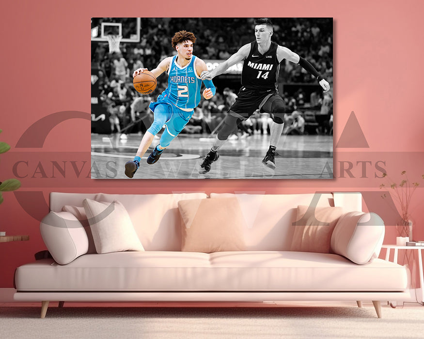 LaMelo Ball Black & White Canvas Art Basketball Canvas Wall Art