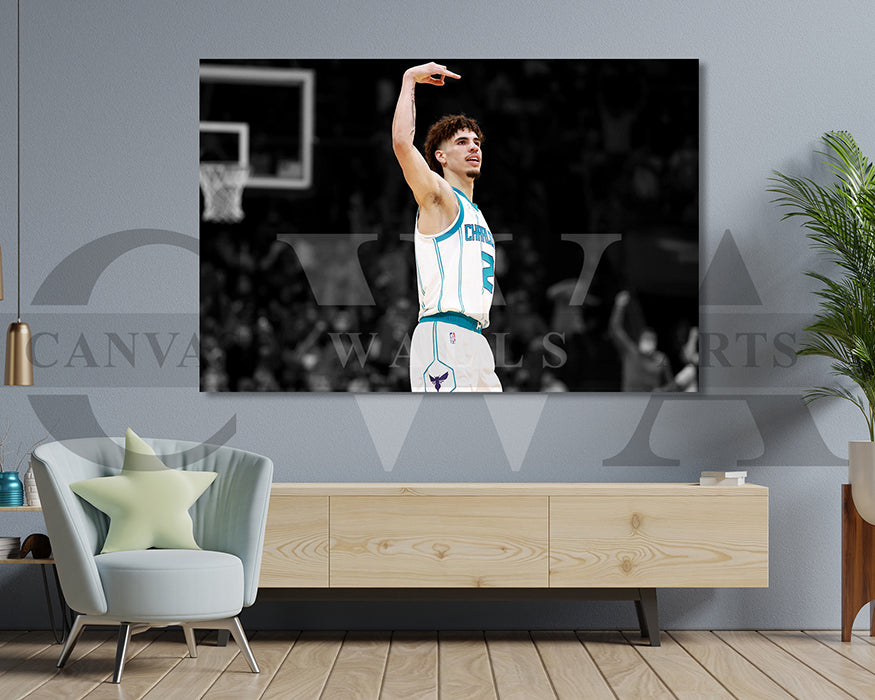 LaMelo Ball Black & White Canvas Art Basketball Canvas Wall Art