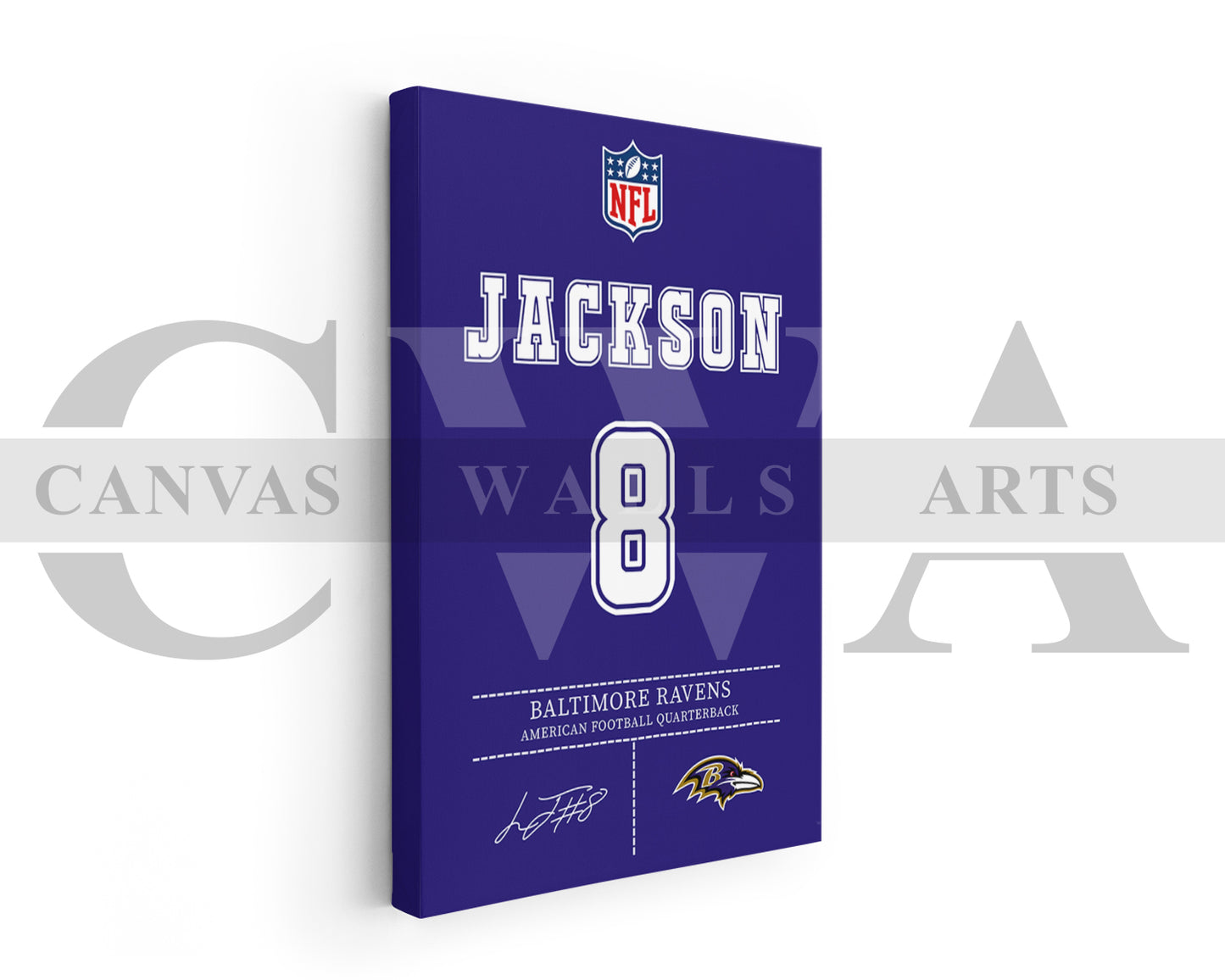 Lamar Jackson Jersey Canvas Wall Art NFL Jersey Poster Print Sports Canvas Wall Art