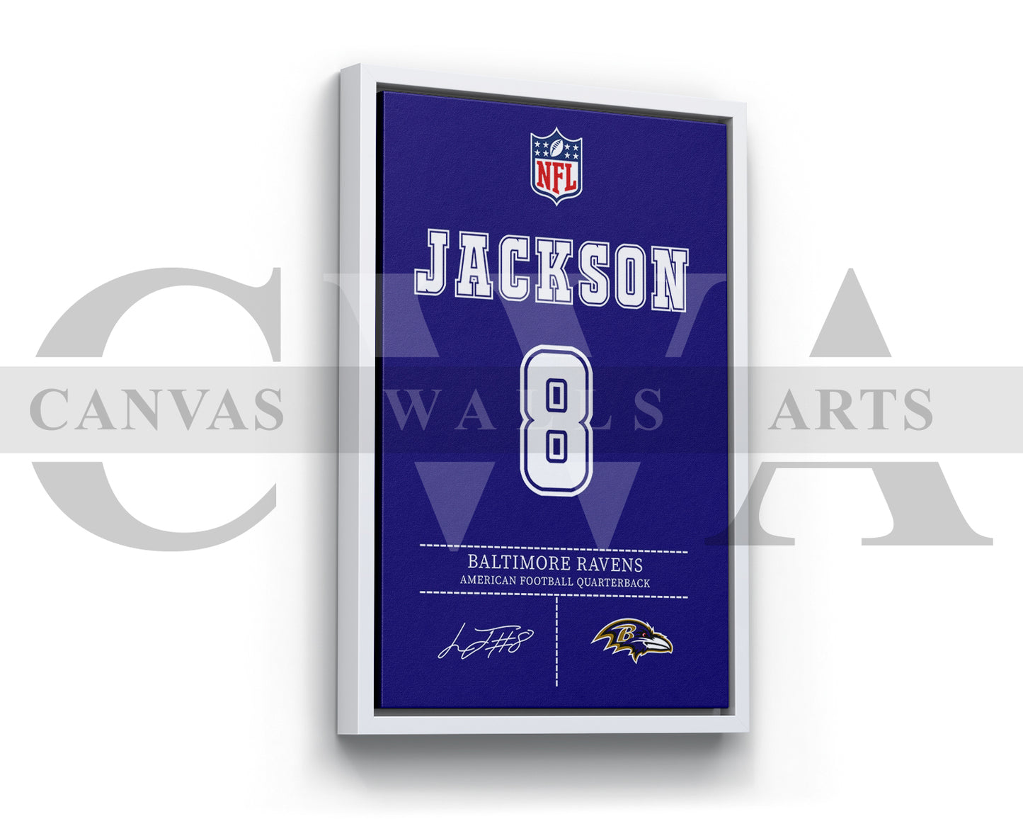 Lamar Jackson Jersey Canvas Wall Art NFL Jersey Poster Print Sports Canvas Wall Art