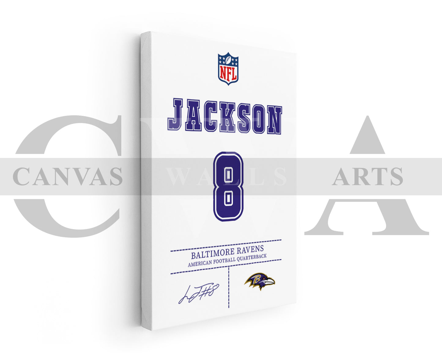 Lamar Jackson Jersey Canvas Wall Art NFL Jersey Poster Print American Football Canvas Wall Art