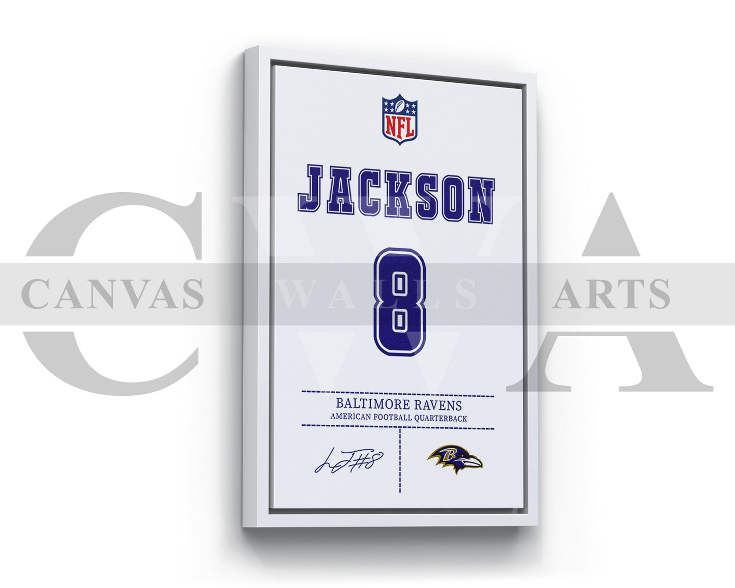 Lamar Jackson Jersey Canvas Wall Art NFL Jersey Poster Print American Football Canvas Wall Art