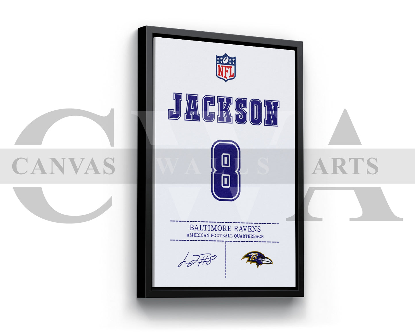 Lamar Jackson Jersey Canvas Wall Art NFL Jersey Poster Print American Football Canvas Wall Art