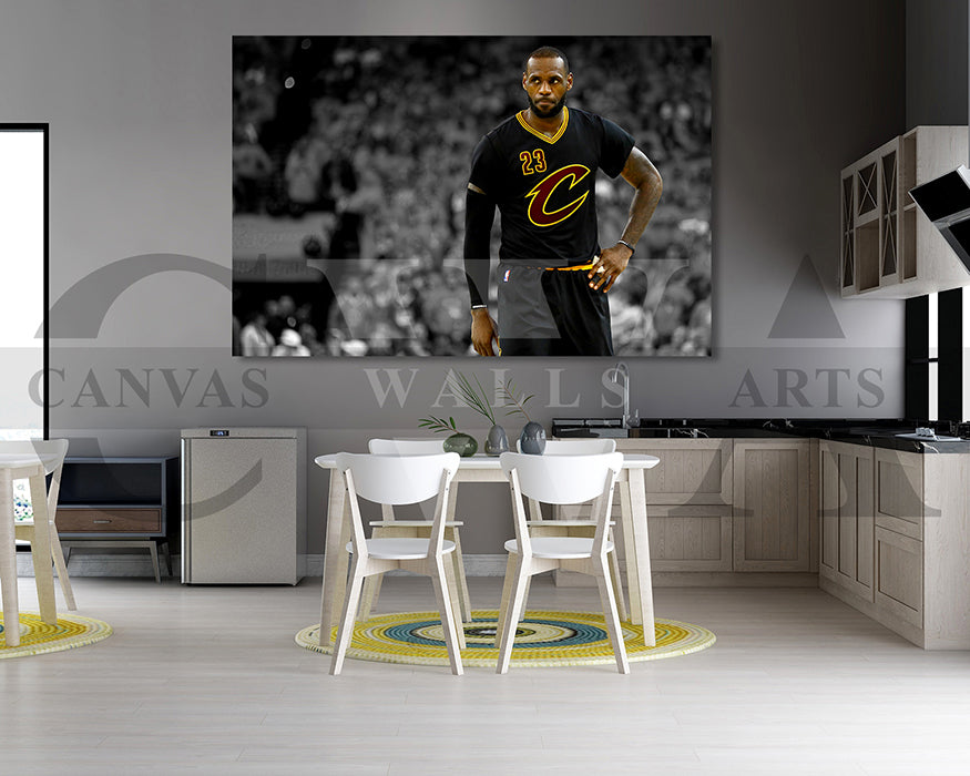 LeBron James Black & White Canvas Art Basketball Canvas Wall Art