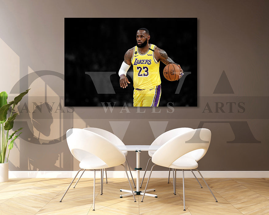 LeBron James Black & White Canvas Art Basketball Canvas Wall Art