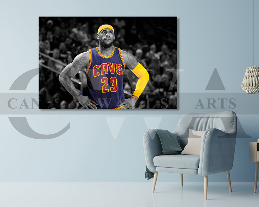 LeBron James Black & White Canvas Art Basketball Canvas Wall Art