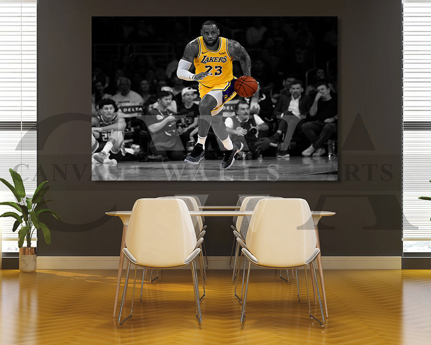 LeBron James Black & White Canvas Art Basketball Canvas Wall Art