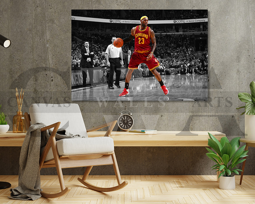 LeBron James Black & White Canvas Art Basketball Canvas Wall Art