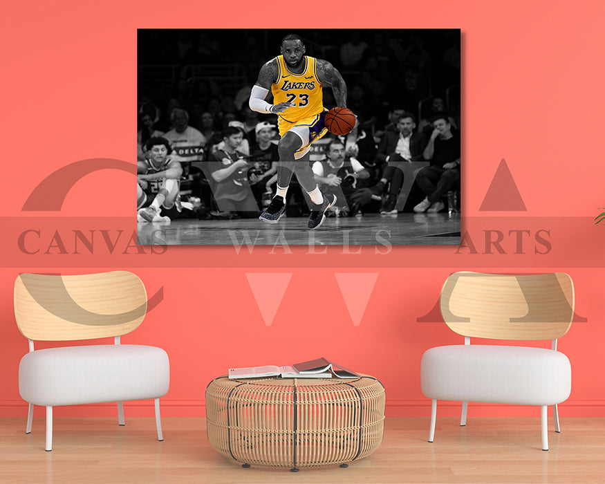 LeBron James Black & White Canvas Art Basketball Canvas Wall Art