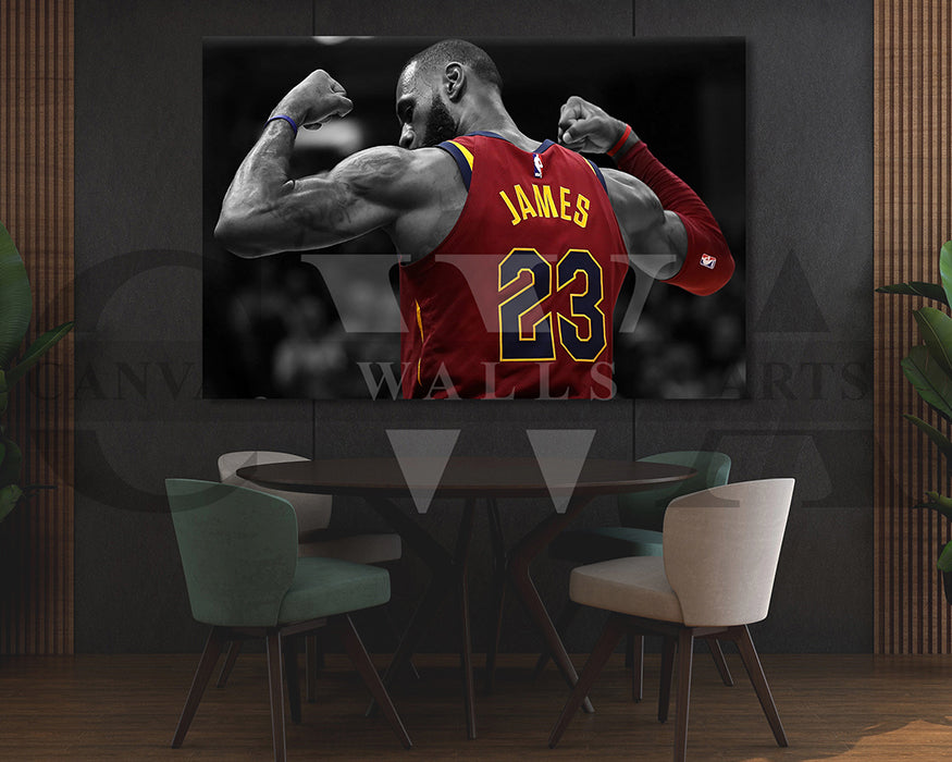 LeBron James Black & White Canvas Art Basketball Canvas Wall Art