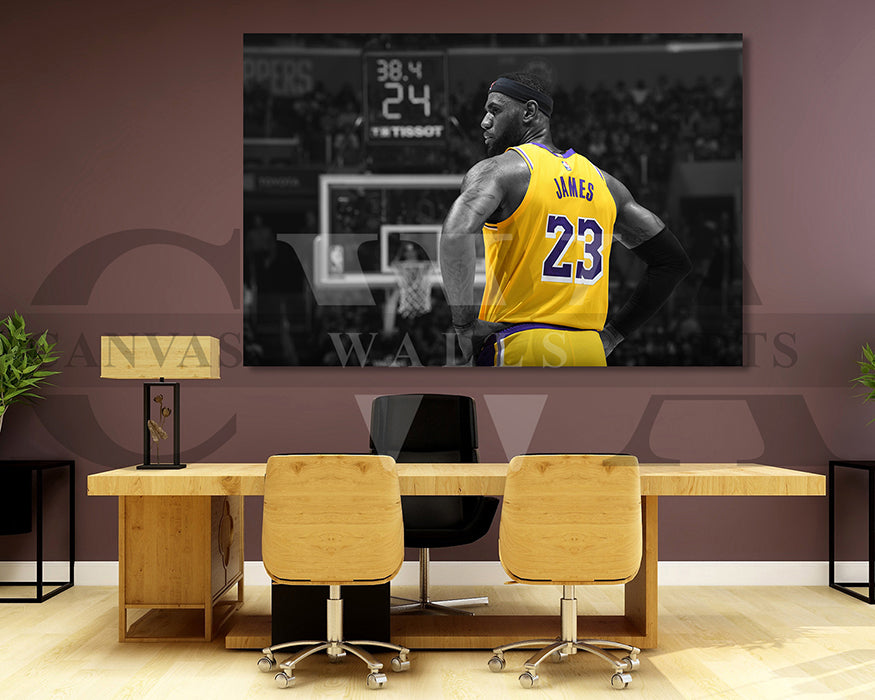 LeBron James Black & White Canvas Art Basketball Canvas Wall Art